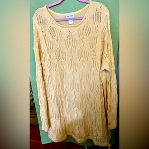 Yellow Long-Sleeve Sweater with Pretty Open Stitch Design (Front Only)